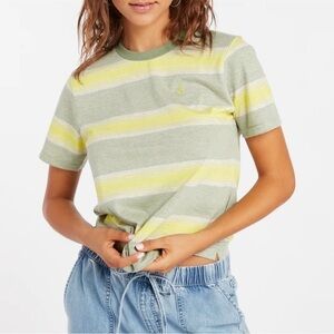 NWT Volcom Hyphen in Strypes Short Sleeve Striped Tee